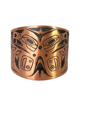 Vtg Bell Trading Post Solid Copper Cuff Bracelet Pacific Northwest Native Style